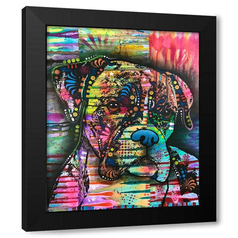 A Serious Boxer Black Modern Wood Framed Art Print by Dean Russo Collection