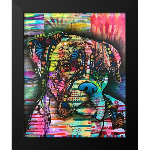 A Serious Boxer Black Modern Wood Framed Art Print by Dean Russo Collection