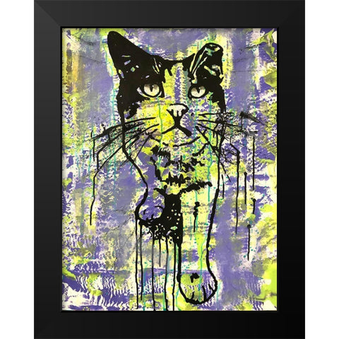 Baby Cat Black Modern Wood Framed Art Print by Dean Russo Collection