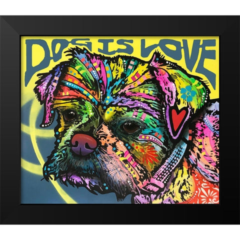 Dog Is Love (Heart) Black Modern Wood Framed Art Print by Dean Russo Collection