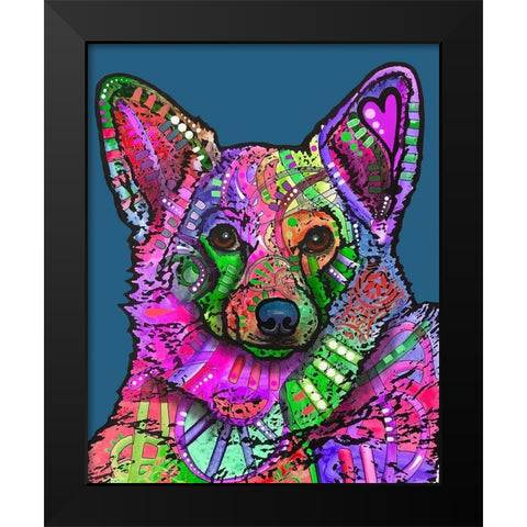 Indelible Corgi Black Modern Wood Framed Art Print by Dean Russo Collection