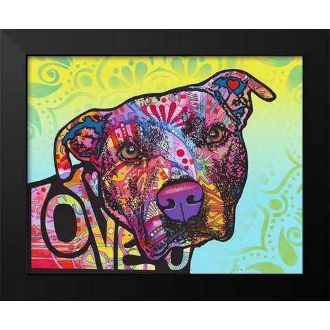 Love You Pit Bull Black Modern Wood Framed Art Print by Dean Russo Collection