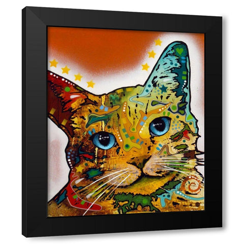 Tilt Cat Earth Tone Black Modern Wood Framed Art Print with Double Matting by Dean Russo Collection