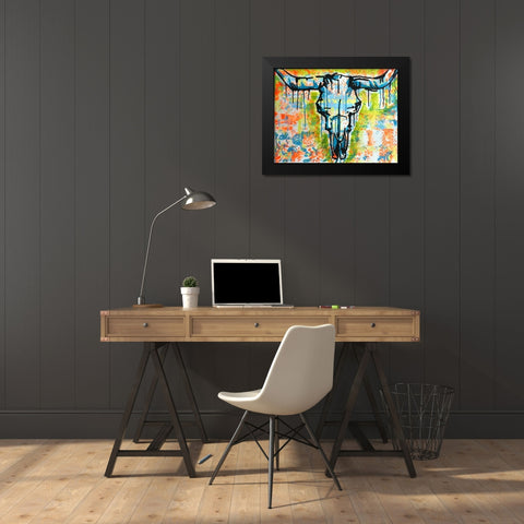 Bull Skull Black Modern Wood Framed Art Print by Dean Russo Collection
