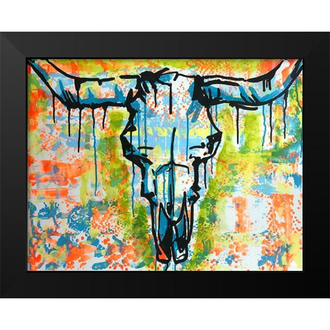 Bull Skull Black Modern Wood Framed Art Print by Dean Russo Collection