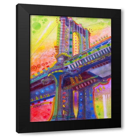 Manhattan Bridge Black Modern Wood Framed Art Print by Dean Russo Collection