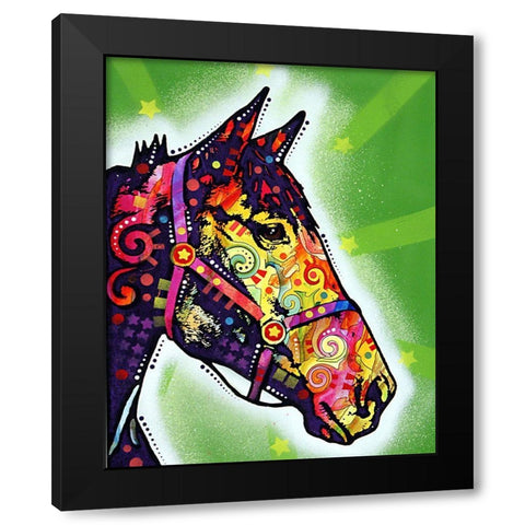 Horse Black Modern Wood Framed Art Print with Double Matting by Dean Russo Collection