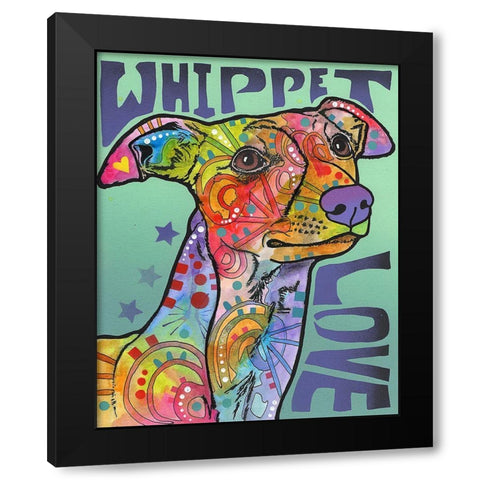 Whippet Love Black Modern Wood Framed Art Print by Dean Russo Collection
