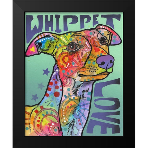 Whippet Love Black Modern Wood Framed Art Print by Dean Russo Collection
