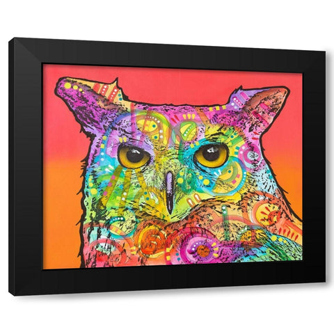 Red Owl Black Modern Wood Framed Art Print by Dean Russo Collection