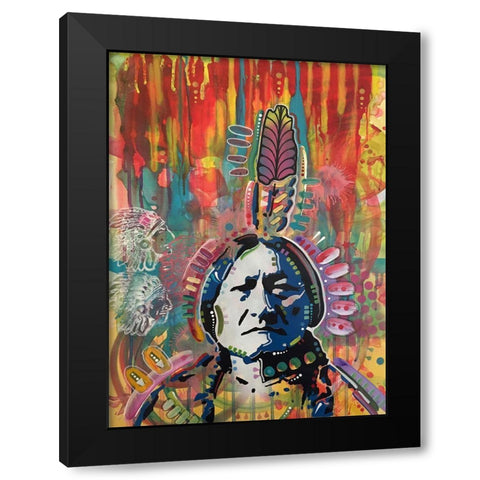 Sitting Bull red Black Modern Wood Framed Art Print with Double Matting by Dean Russo Collection