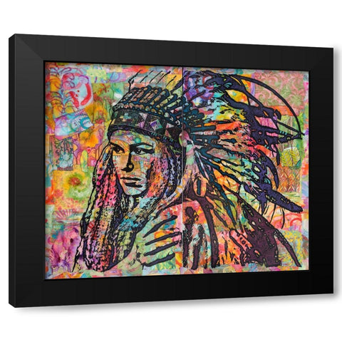 Tiva in Head dress Black Modern Wood Framed Art Print with Double Matting by Dean Russo Collection