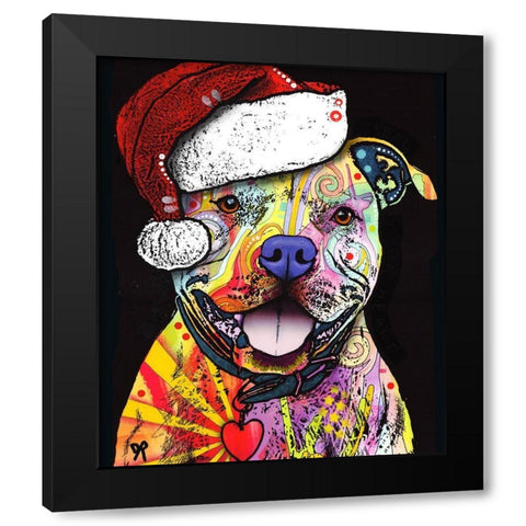 Beware of Pit Bulls Christmas Edition Black Modern Wood Framed Art Print with Double Matting by Dean Russo Collection