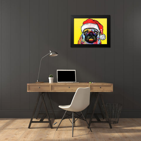 Pug Christmas Edition Black Modern Wood Framed Art Print by Dean Russo Collection