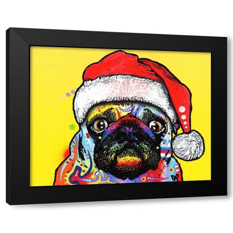 Pug Christmas Edition Black Modern Wood Framed Art Print with Double Matting by Dean Russo Collection
