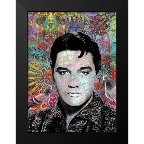 King Elvis Black Modern Wood Framed Art Print by Dean Russo Collection