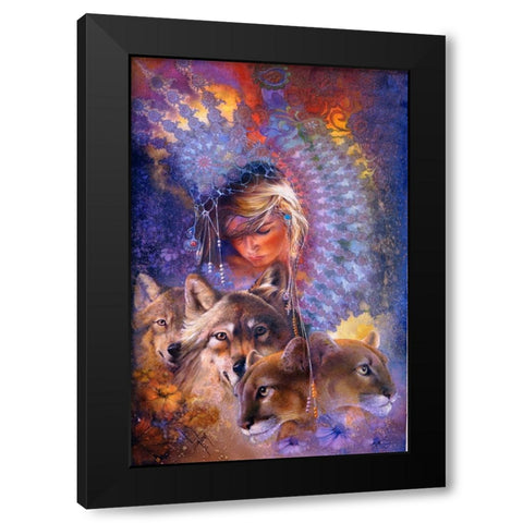 Iris Black Modern Wood Framed Art Print with Double Matting by Lund, Denton
