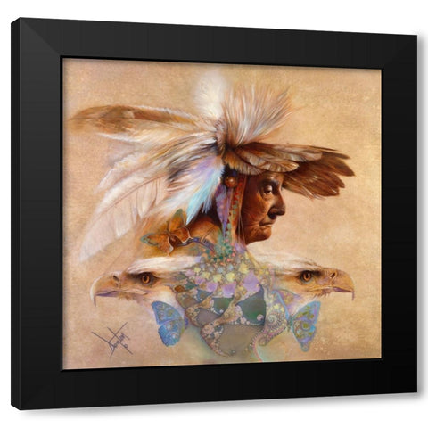 Feathers And Wings Black Modern Wood Framed Art Print by Lund, Denton