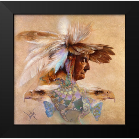 Feathers And Wings Black Modern Wood Framed Art Print by Lund, Denton