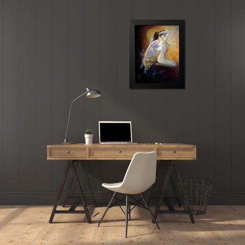 Fleurs De La Lune Black Modern Wood Framed Art Print by Lund, Denton