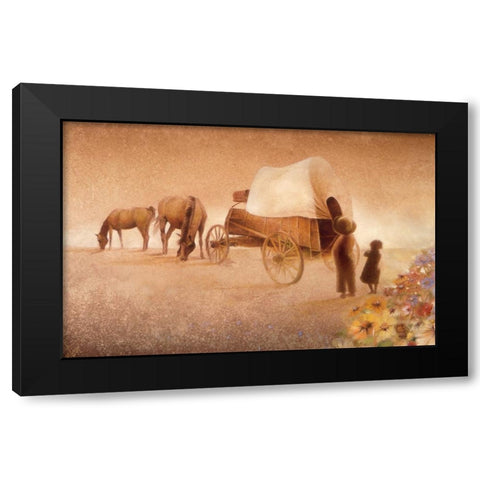 Sunset, The Endless Horizon Black Modern Wood Framed Art Print with Double Matting by Lund, Denton