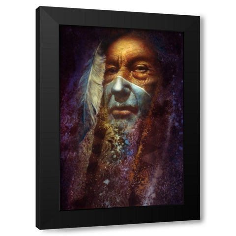Gray Feather Black Modern Wood Framed Art Print with Double Matting by Lund, Denton