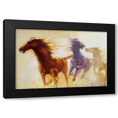 Wildflower Run Black Modern Wood Framed Art Print with Double Matting by Lund, Denton