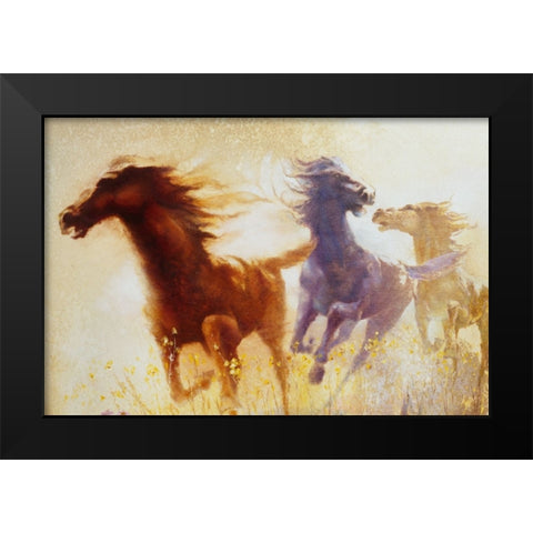 Wildflower Run Black Modern Wood Framed Art Print by Lund, Denton