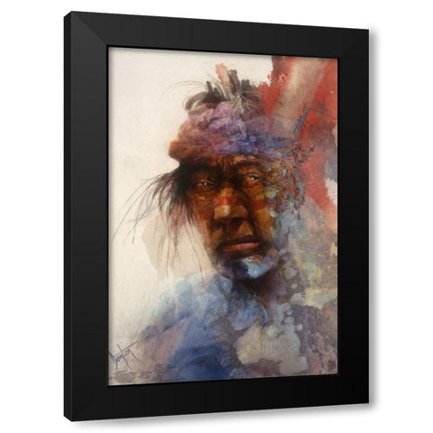 American Indian Black Modern Wood Framed Art Print with Double Matting by Lund, Denton