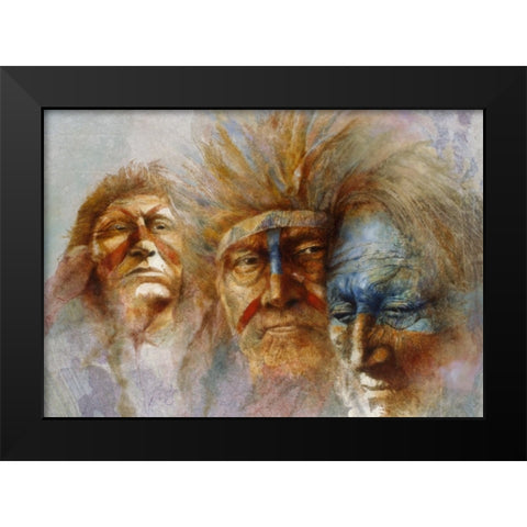 Three Chiefs Black Modern Wood Framed Art Print by Lund, Denton