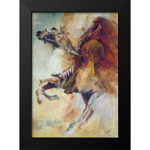 War Chief Black Modern Wood Framed Art Print by Lund, Denton