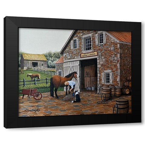 Barrels and Shoes Black Modern Wood Framed Art Print with Double Matting by Engler, Don