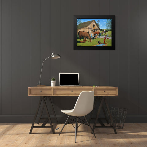 Old Town Stables Black Modern Wood Framed Art Print by Engler, Don