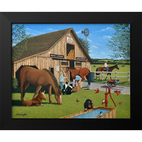 Old Town Stables Black Modern Wood Framed Art Print by Engler, Don