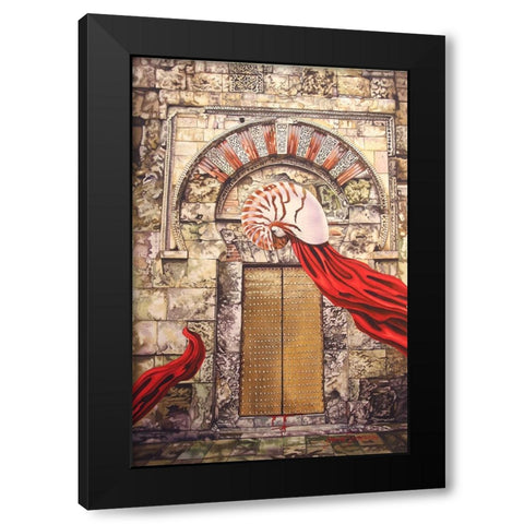 Behind The Door Black Modern Wood Framed Art Print with Double Matting by Stevenson, Graeme
