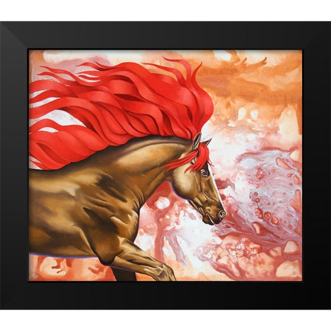 Blood Of The Stallion Black Modern Wood Framed Art Print by Stevenson, Graeme