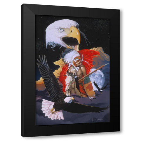Eagle Warrior Black Modern Wood Framed Art Print with Double Matting by Stevenson, Graeme