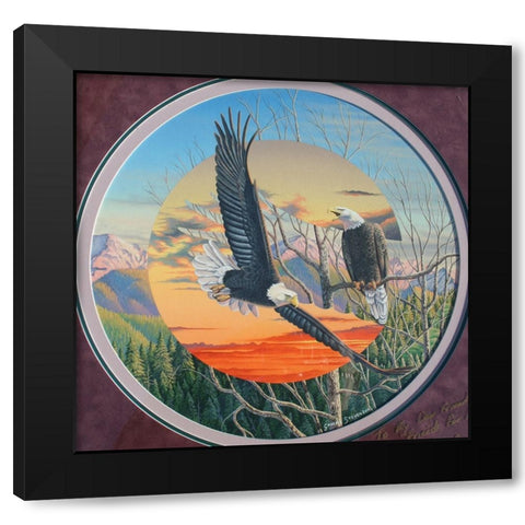 Eagles Black Modern Wood Framed Art Print with Double Matting by Stevenson, Graeme