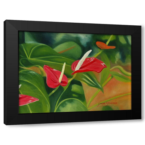 Flower Hearts Black Modern Wood Framed Art Print with Double Matting by Stevenson, Graeme