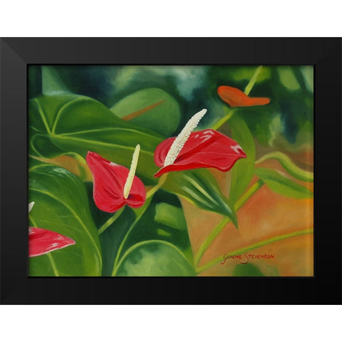 Flower Hearts Black Modern Wood Framed Art Print by Stevenson, Graeme