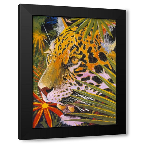 Jaguar Jungle Black Modern Wood Framed Art Print by Stevenson, Graeme