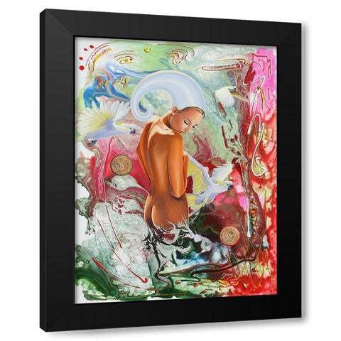 Life Begins Black Modern Wood Framed Art Print by Stevenson, Graeme