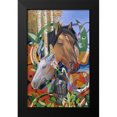 Mustang Dreams Black Modern Wood Framed Art Print by Stevenson, Graeme