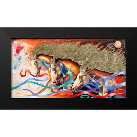 Stallions Of The Gods Black Modern Wood Framed Art Print by Stevenson, Graeme