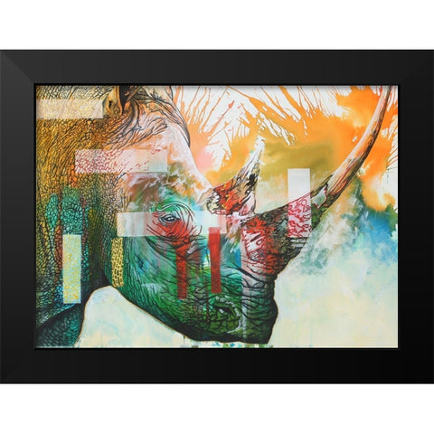 Tears Of A Rhino Black Modern Wood Framed Art Print by Stevenson, Graeme