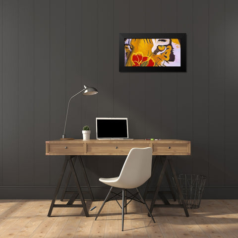 Tiger Eye Black Modern Wood Framed Art Print by Stevenson, Graeme