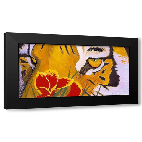 Tiger Eye Black Modern Wood Framed Art Print by Stevenson, Graeme
