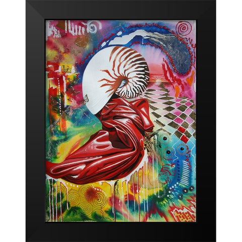 Time Of Fibonacci Black Modern Wood Framed Art Print by Stevenson, Graeme
