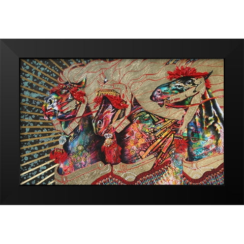Arabian Stallions Black Modern Wood Framed Art Print by Stevenson, Graeme