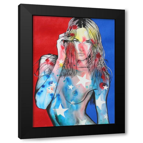 Stripes Black Modern Wood Framed Art Print by Stevenson, Graeme